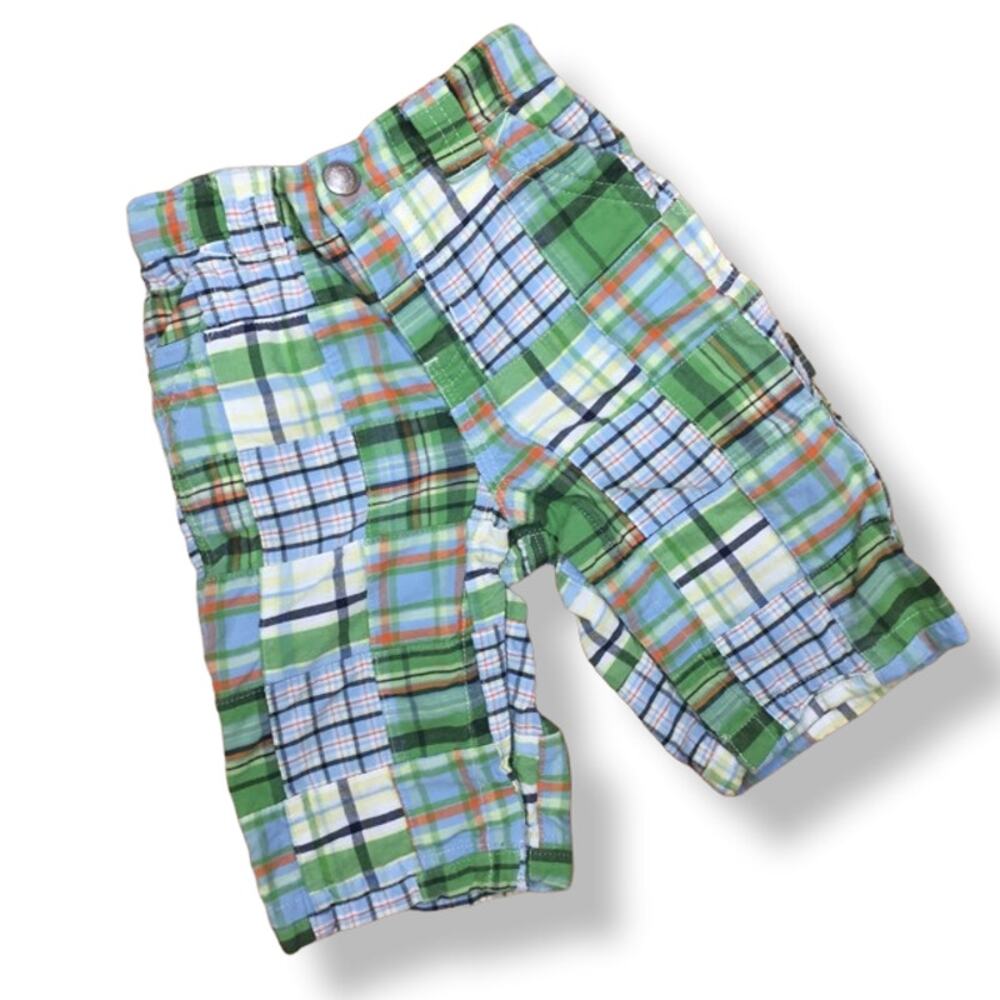 Gap Boys Pants Size 3-6 Months‎ Madras Patchwork Green Blue Orange White